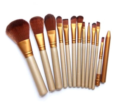 12-piece gold makeup brush set
