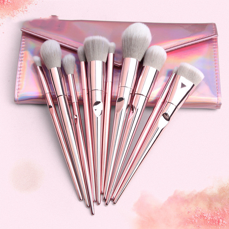 10-Piece Pink Makeup Brush Set with Travel Bag – view 2