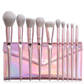 10-Piece Pink Makeup Brush Set with Travel Bag