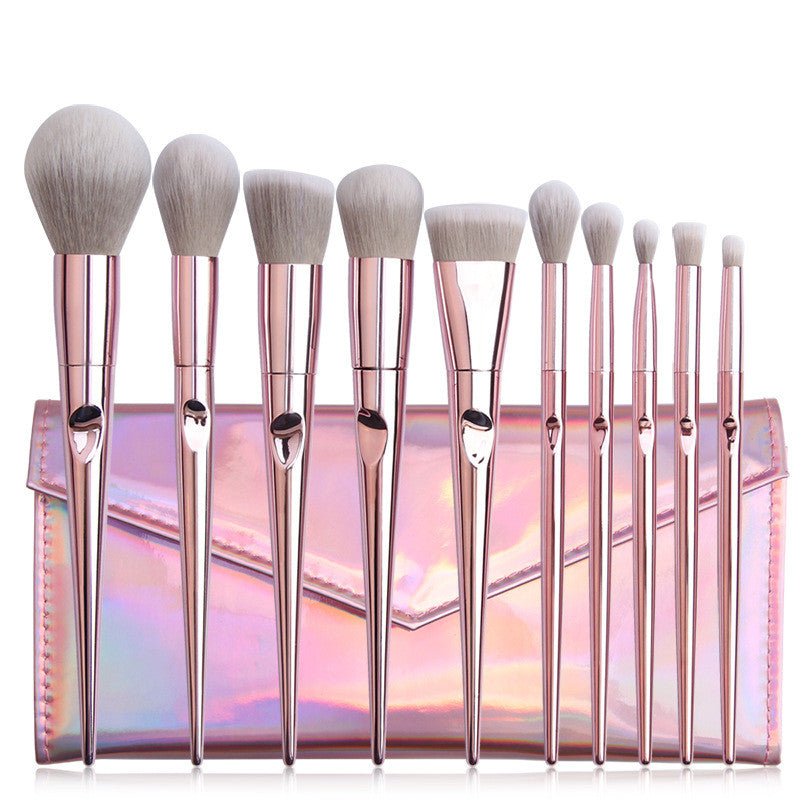 10-Piece Pink Makeup Brush Set with Travel Bag – view 5