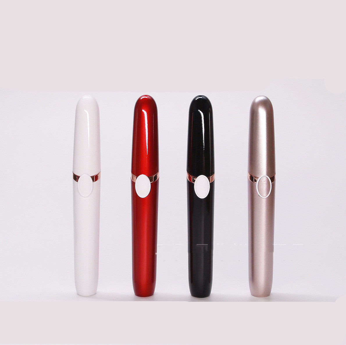 Mini eyebrow trimmer pen for women in white, red, black and gold