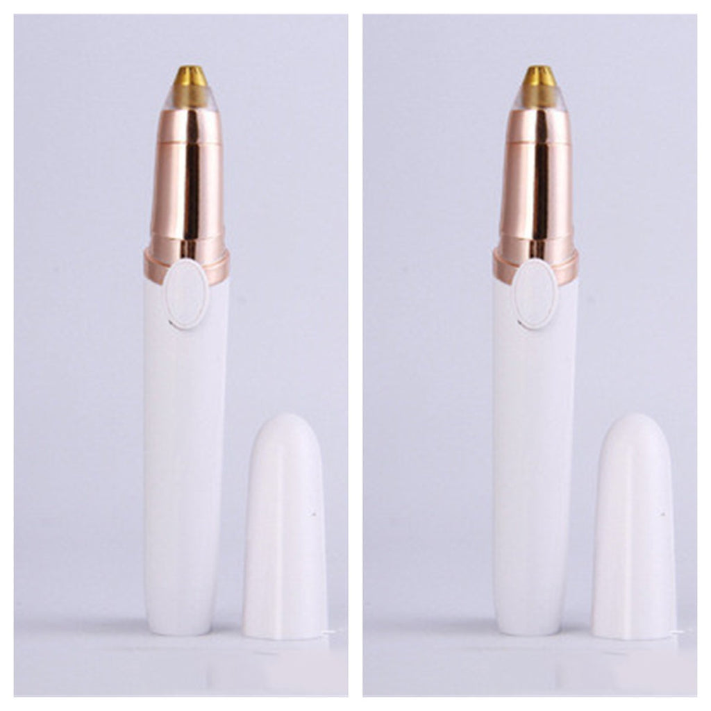 White rechargeable mini eyebrow trimmer, 2-pack