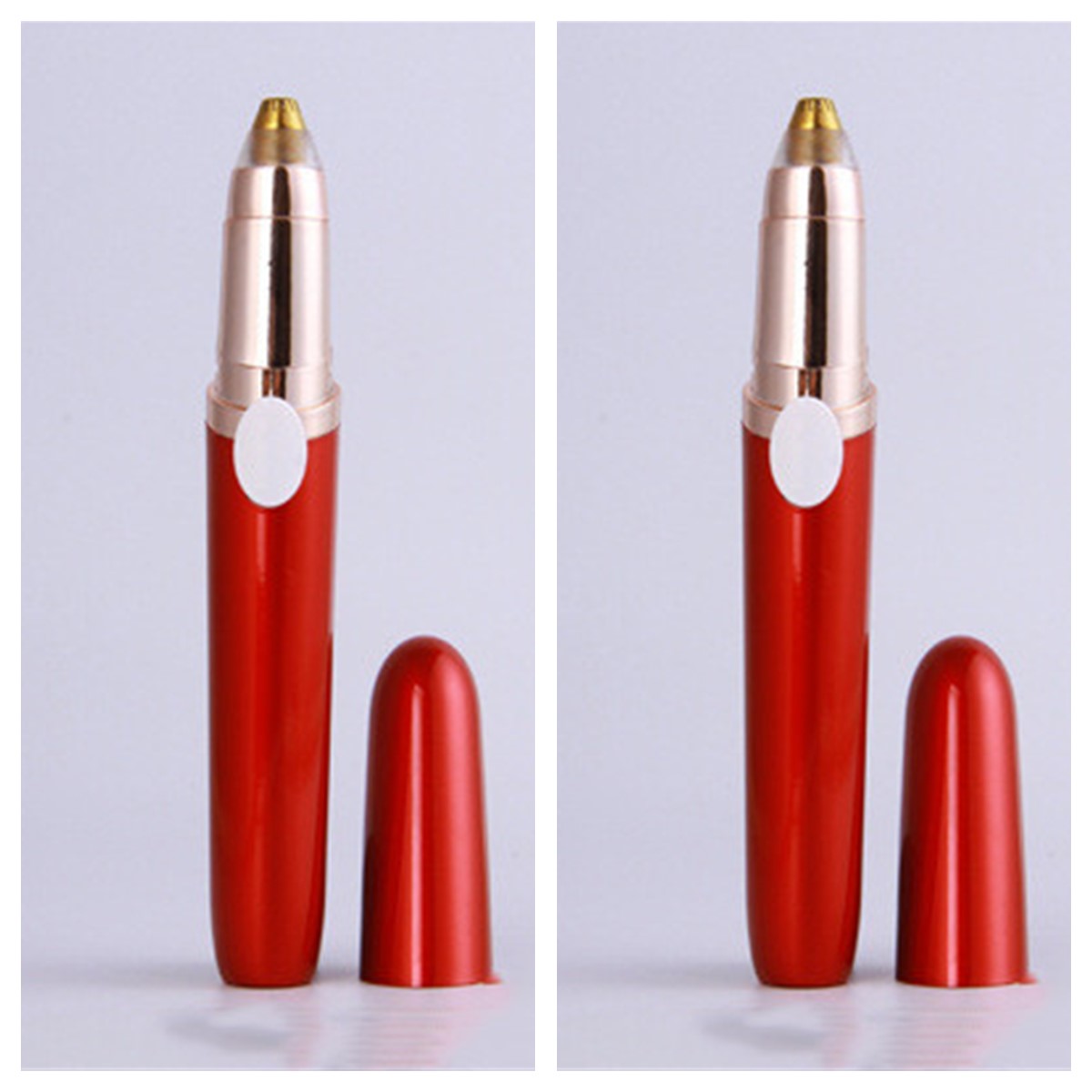 Red rechargeable mini eyebrow trimmer, 2-pack