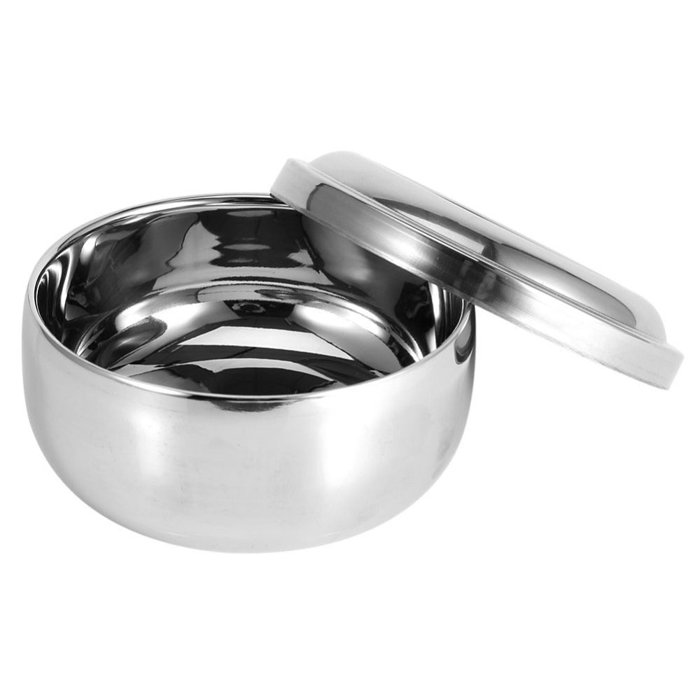 Stainless Steel Shaving Soap Bowl & Brush Holder – view 2