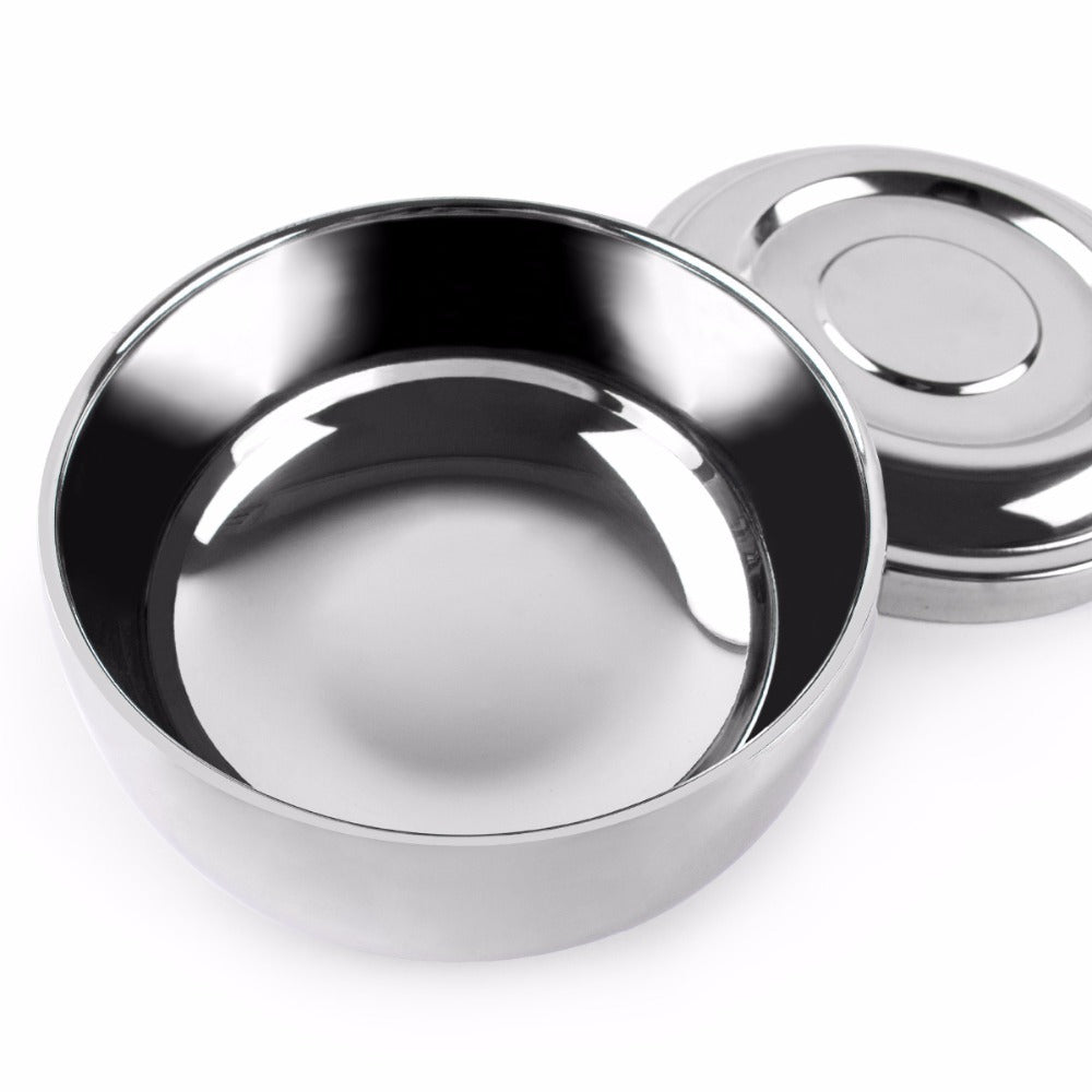 Stainless Steel Shaving Soap Bowl & Brush Holder – view 3