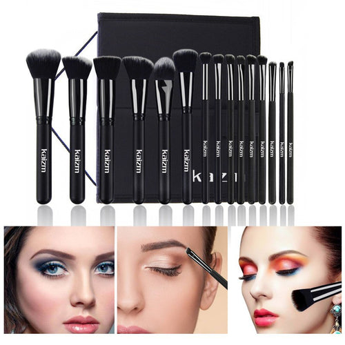 15-Piece Black Makeup Brush Set with Storage Bag – view 2
