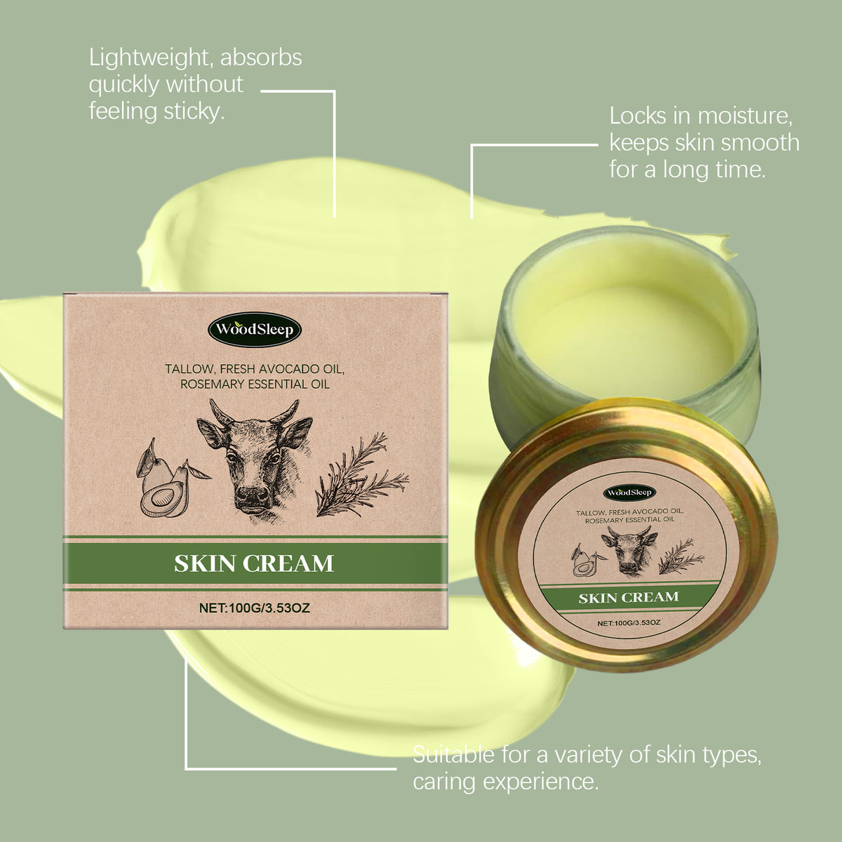 Tallow & Avocado Nourishing Skin Cream – 100 g