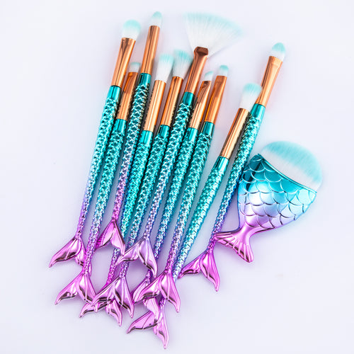 11-Piece Mermaid Makeup Brush Set