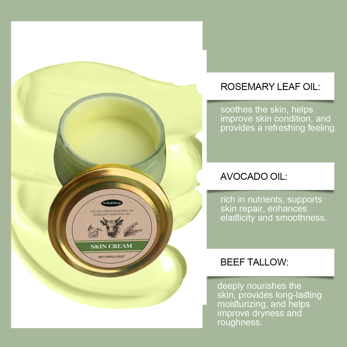 Tallow & Avocado Nourishing Skin Cream – 100 g – view 5