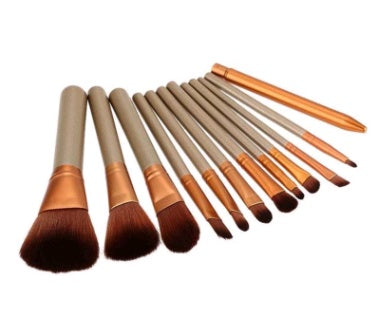 12-piece gold makeup brush set - image 2