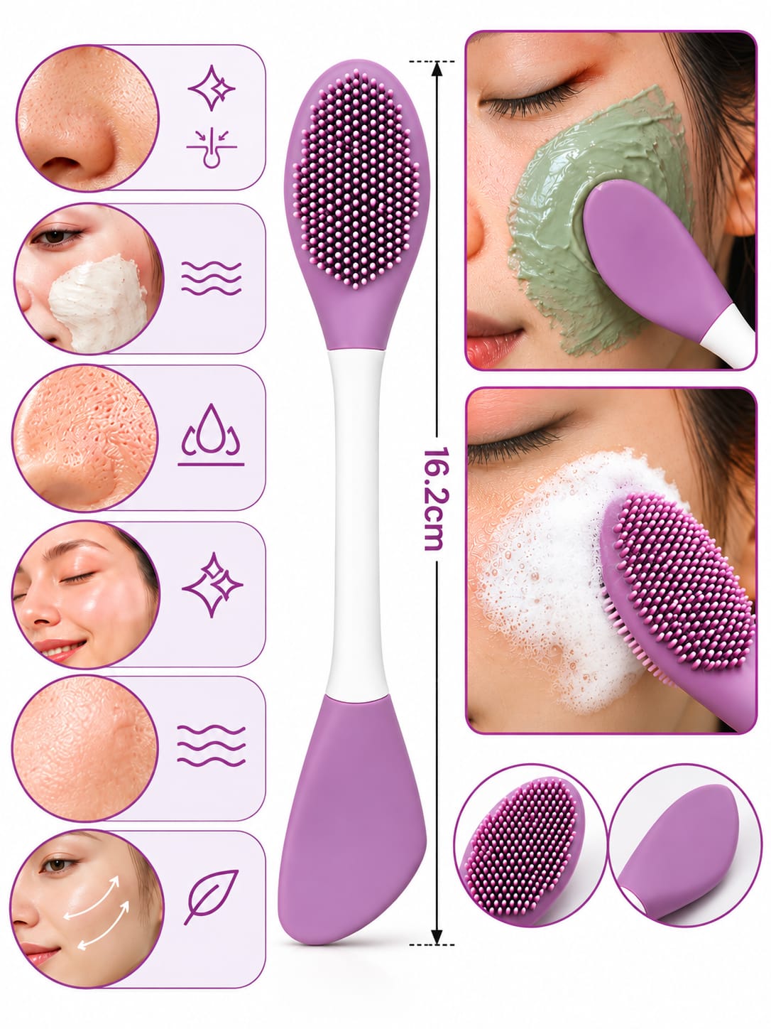 Double-Ended Silicone Face Mask Brush