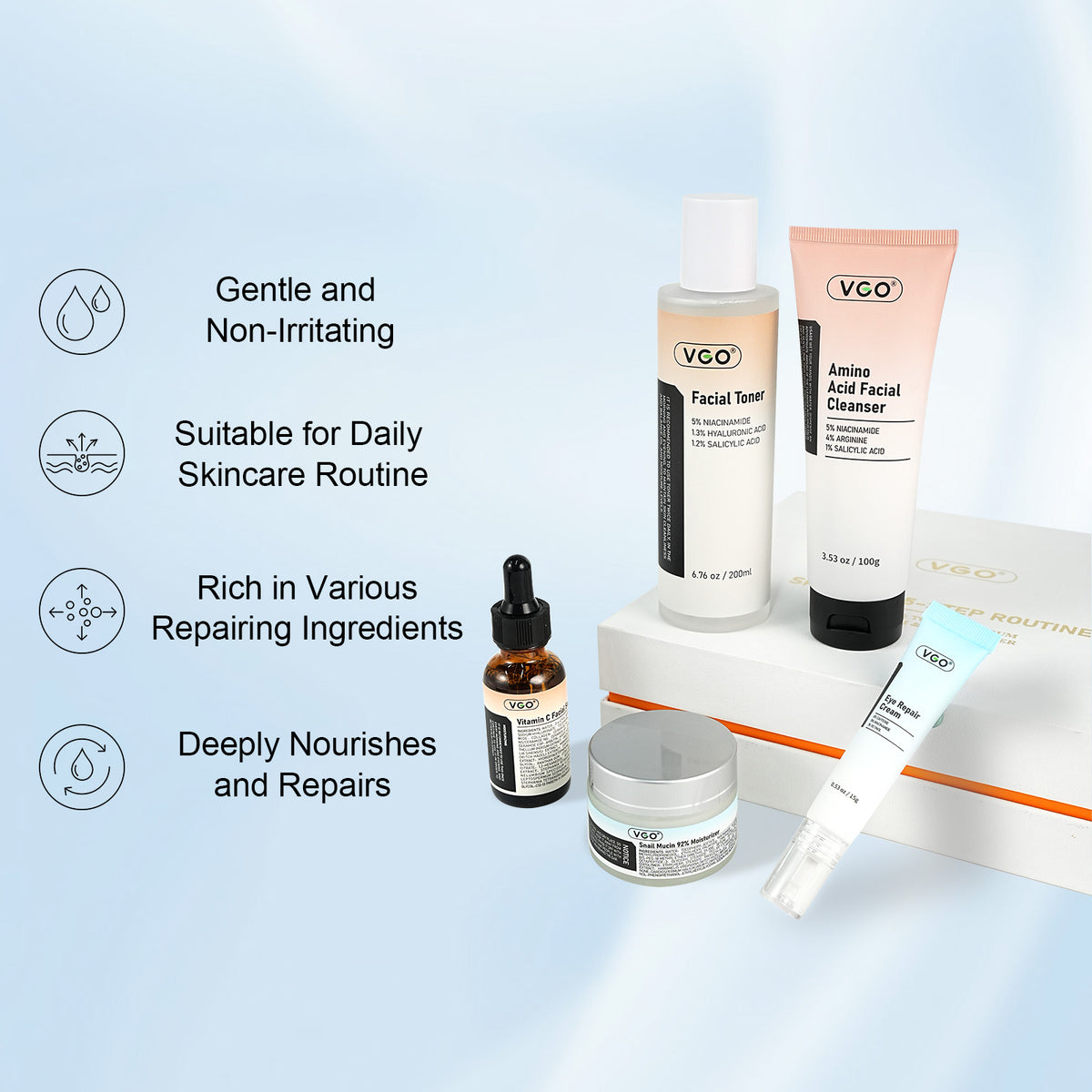 5-step skincare set – all five products together