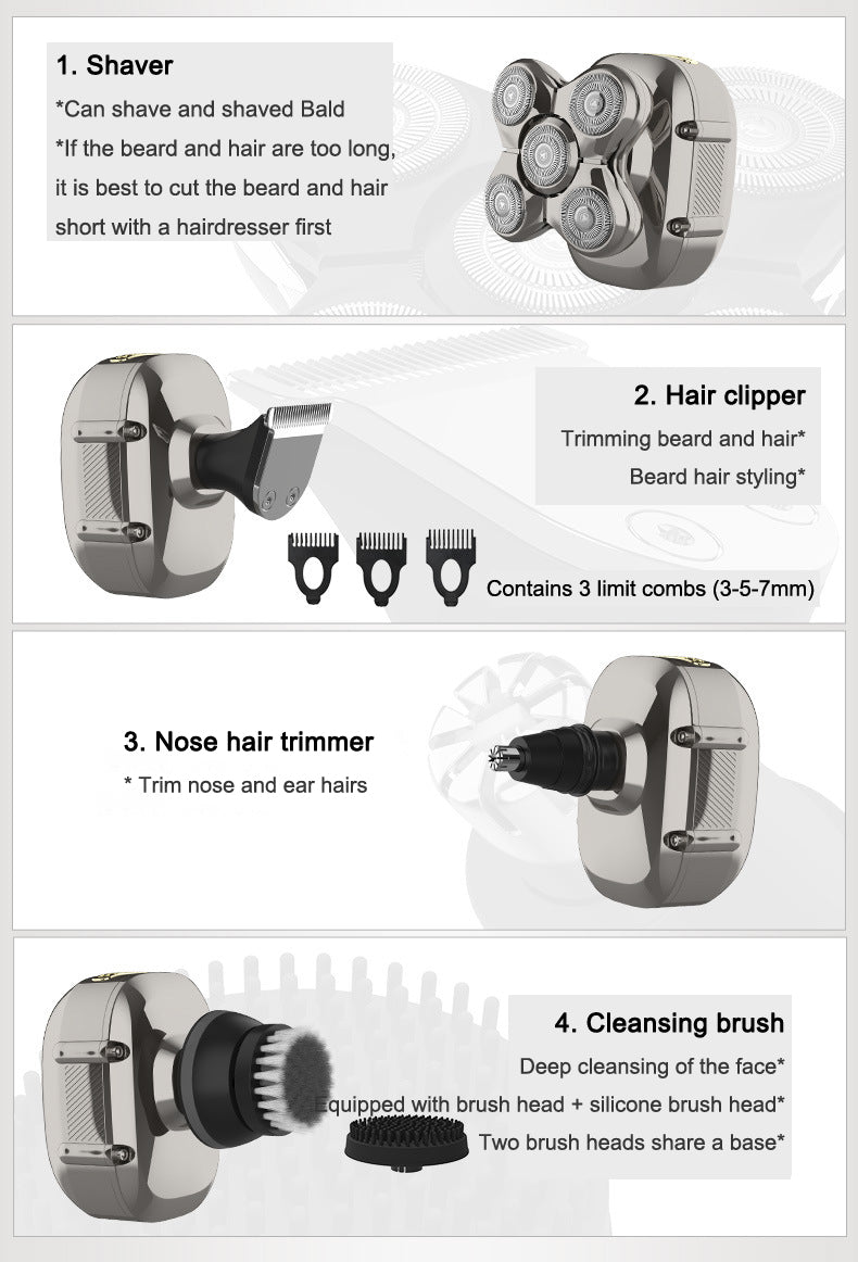 5-in-1 Rechargeable Head & Face Shaver – view 4