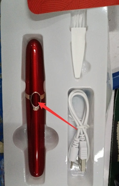 Red rechargeable mini eyebrow trimmer in gift box